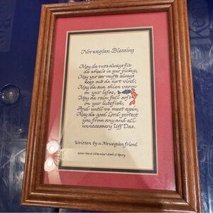 Norwegian Blessing framed-Oslo Christmas ball-Carved wooden shoe. 3 for $15.